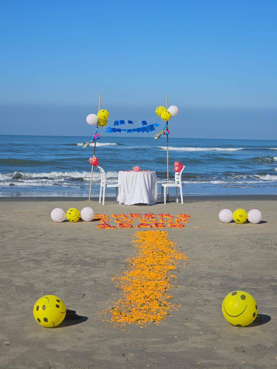 Romantic beach dining setup at Inani beach